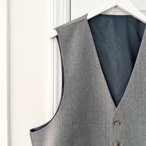 Lauren Ralph Lauren Light Grey Wool Hitchcock Satin Back Button Vest NWT XXL - Picture 2 of 8